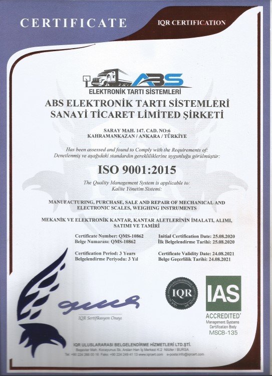 Electronic truck scale certificate